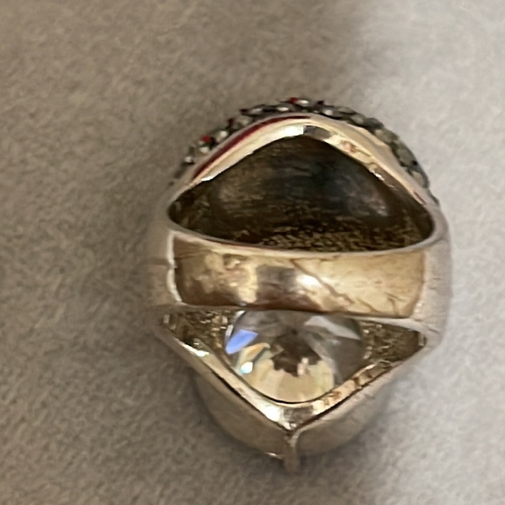 Solitaire Diamond Sterling Silver Ring - image 4